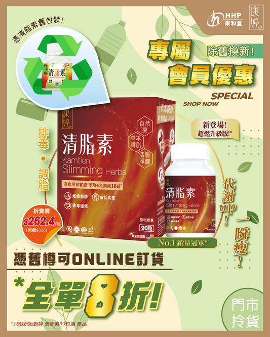 【 ♻️ 除舊換新！憑「清脂素舊包裝」即享新版 8 折！ 🔥】